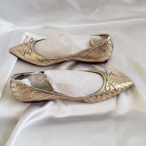 Marc Fisher Gold Woven Pointed Toe Apala Flats - 10 M